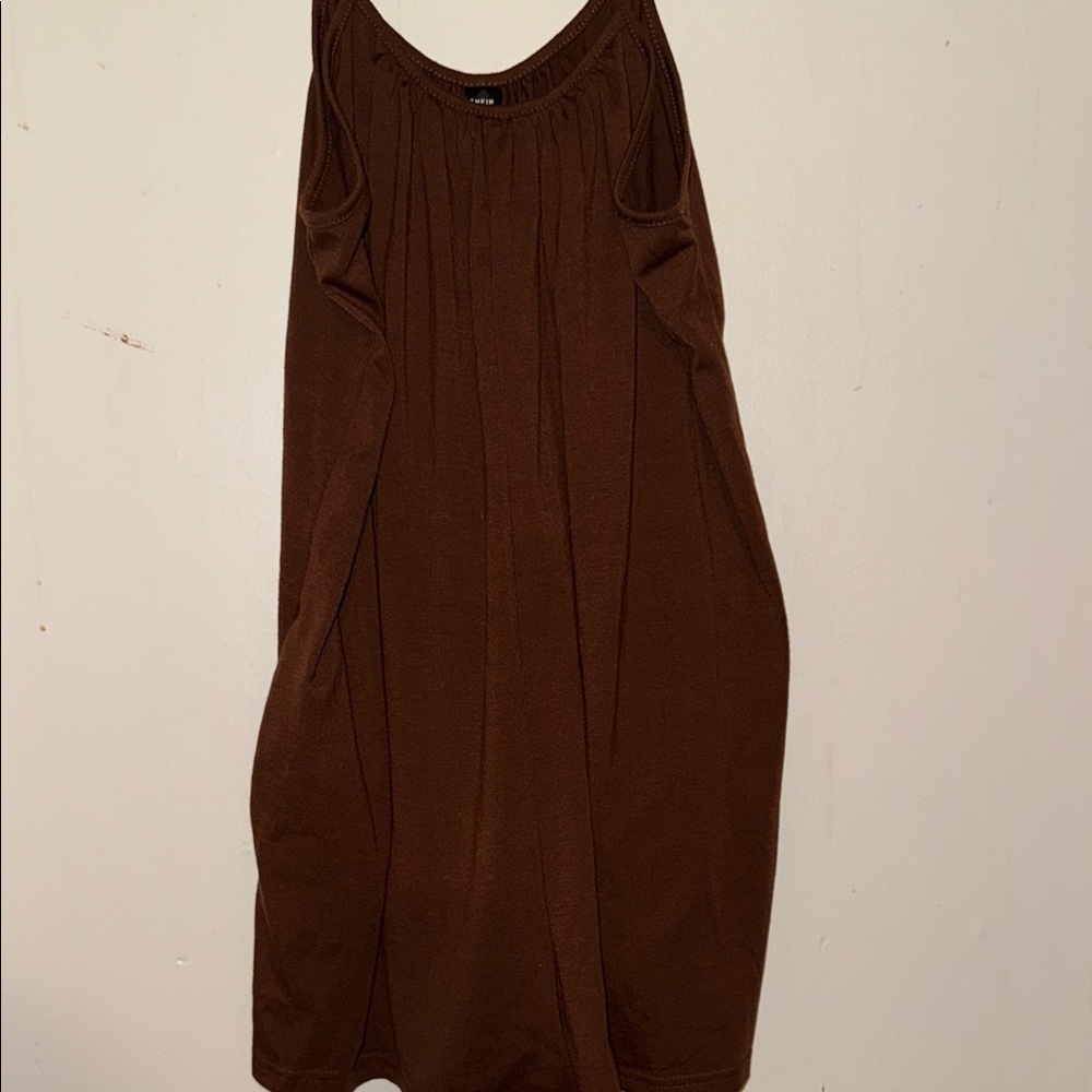 SHEIN Brown Sleeveless Midi Shift Dress